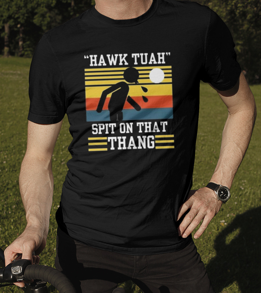 Hawk Tuah Spit On That Thang Vintage Retro Stripes T-Shirt