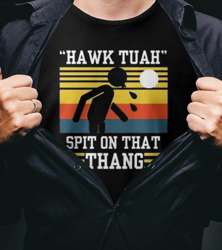 Hawk Tuah Spit On That Thang Vintage Retro Stripes T-Shirt