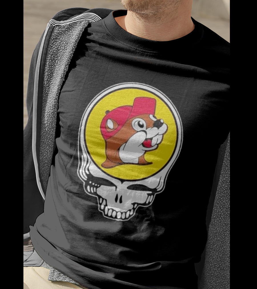 Buc-ee's Beaver In Grateful Dead Skull T-Shirt
