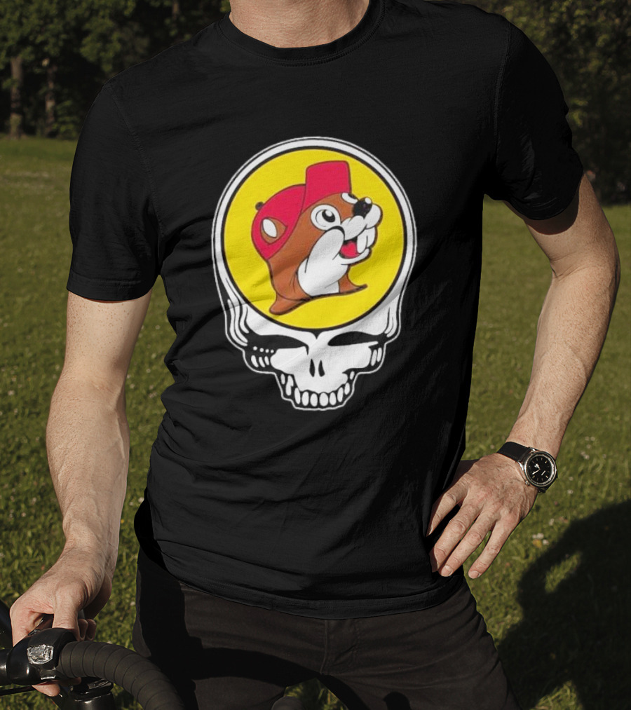 Buc-ee's Beaver In Grateful Dead Skull T-Shirt