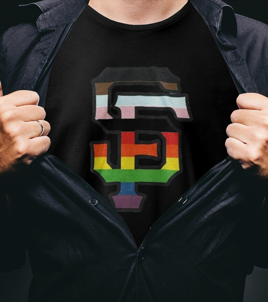 SF Giants Pride Logo With Inclusive Rainbow Colors T-Shirt