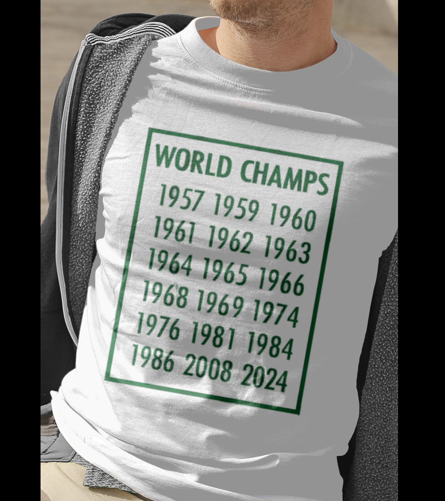Boston Celtics World Champs 1957 1959 1960 1961 1962 1963 1964 1965 1966 1968 1969 1974 1976 1981 1984 1986 2008 T-Shirt