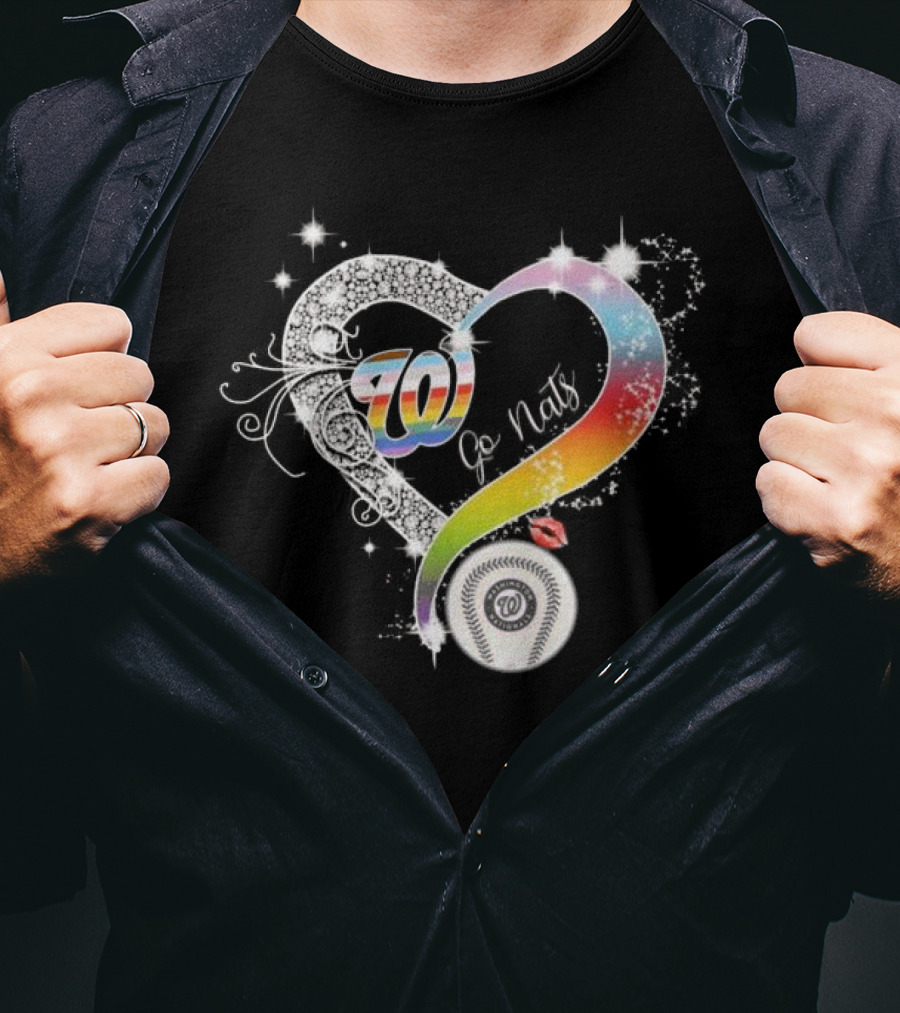 70 Go Nats Heart Diamonds Baseball T-Shirt