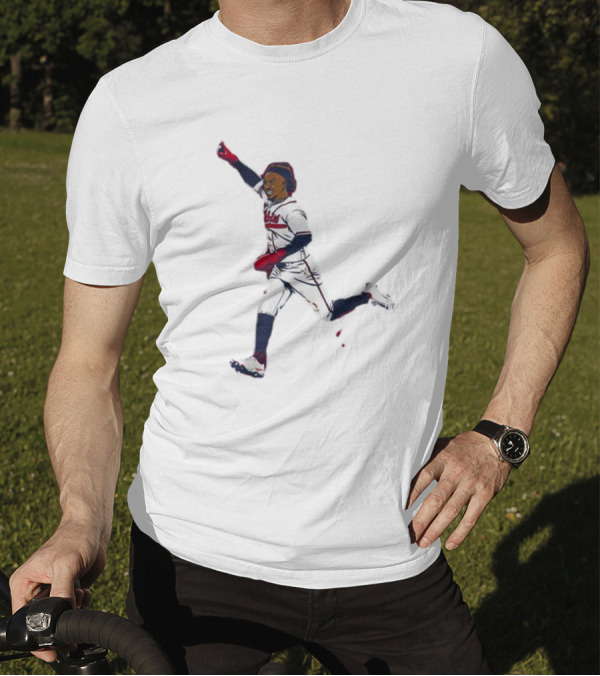 Ozzie Albies Baseball Celebration Pose Signature T-Shirt