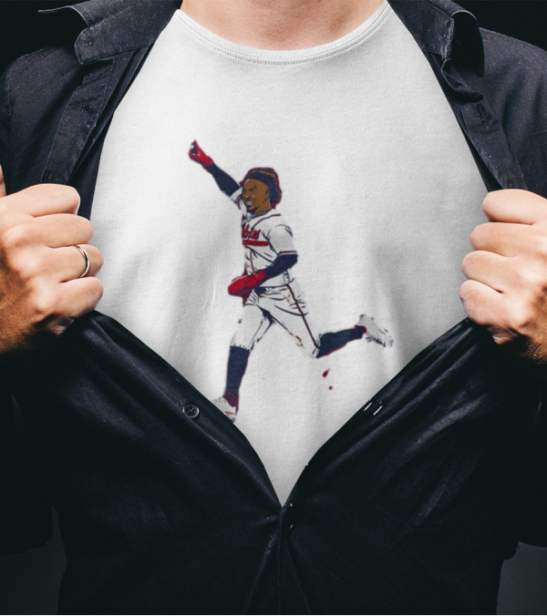 Ozzie Albies Baseball Celebration Pose Signature T-Shirt