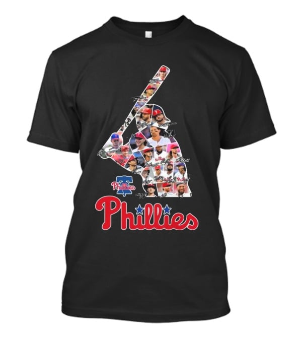 Phillies Baseball Icons Collage With Player Signatures T-Shirt