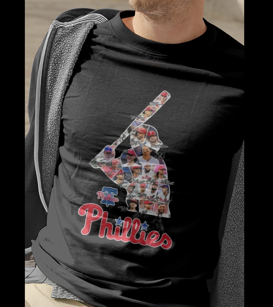 Phillies Baseball Icons Collage With Player Signatures T-Shirt