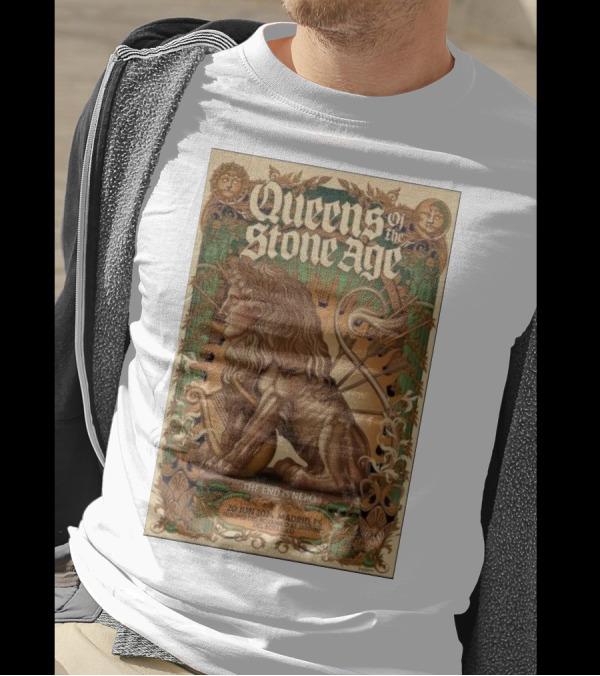 Queens Of The Stone Age The End Is Nero 20 Jun 2024 Madrid ES Real Botanical Garden Concert T-Shirt