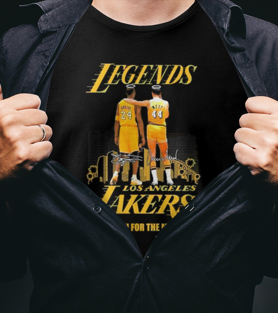 Legends Kobe Bryant Jerry West Los Angeles Lakers Thank You For The Memories Signatures T-Shirt