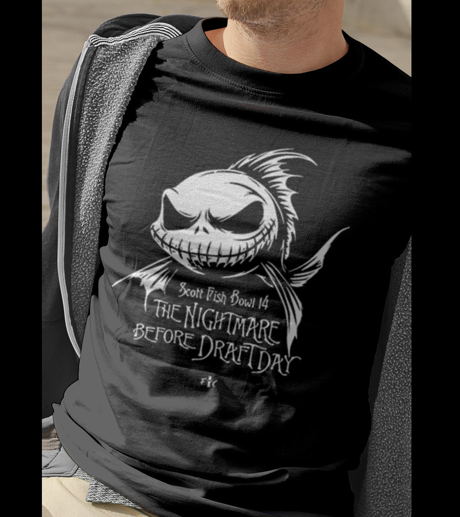 Scott Fish Bowl 14 The Nightmare Before Draft Day Jack Skellington Sketch T-Shirt