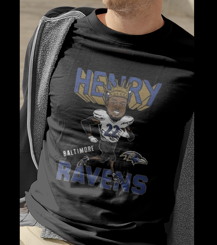 Baltimore Ravens Henry 22 Football Character With Crown T-Shirt