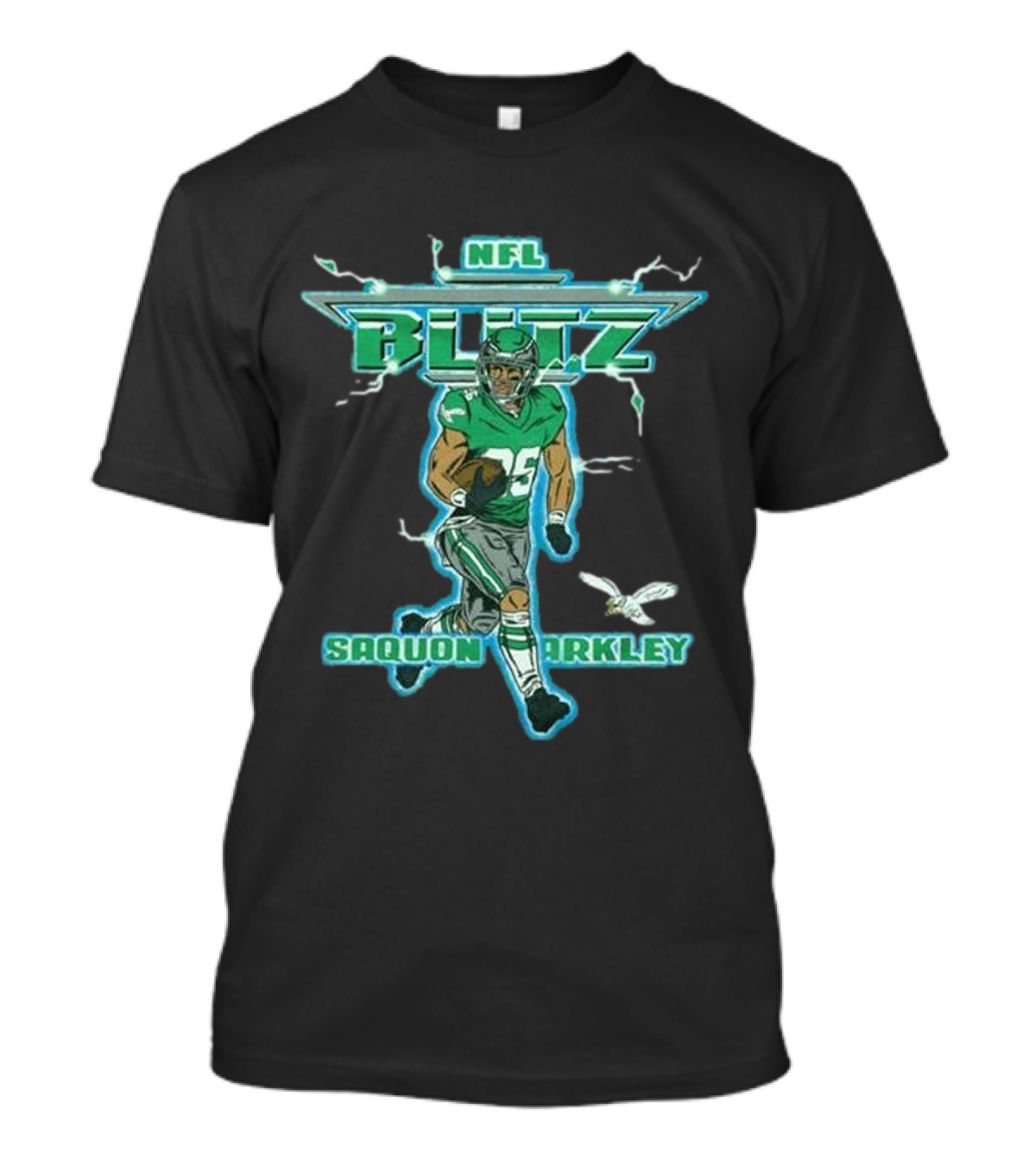 NFL Blitz Eagles Saquon Barkley 26 With Lightning And Wings T-Shirt