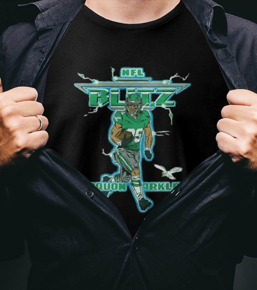 NFL Blitz Eagles Saquon Barkley 26 With Lightning And Wings T-Shirt