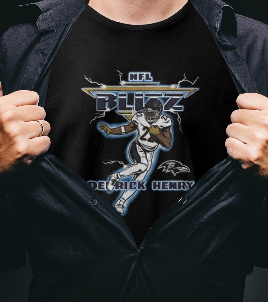 NFL Blitz Ravens Derrick Henry Electric Baltimore Action T-Shirt