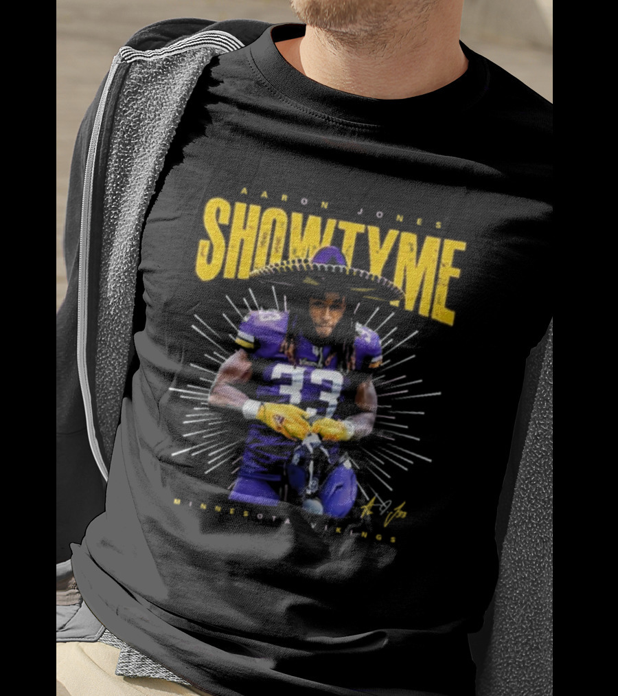 Aaron Jones Showtyme Minnesota Vikings NFL Football Signature 33 T-Shirt