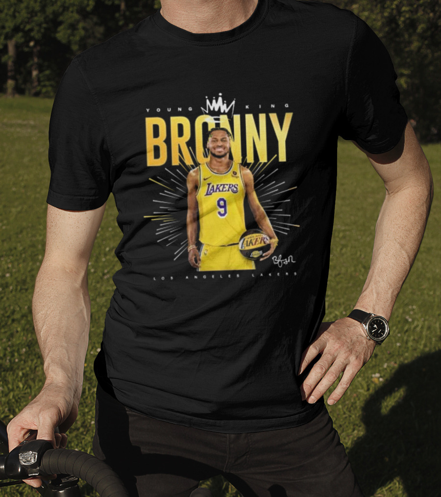 Young King Bronny James Los Angeles Lakers 9 Signature T-Shirt
