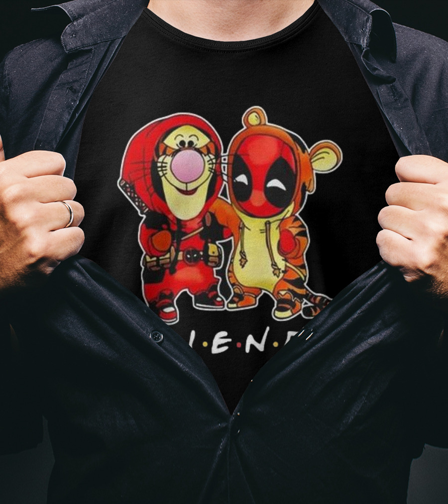 Friends Disney Winnie The Pooh Tigger And Deadpool T-Shirt