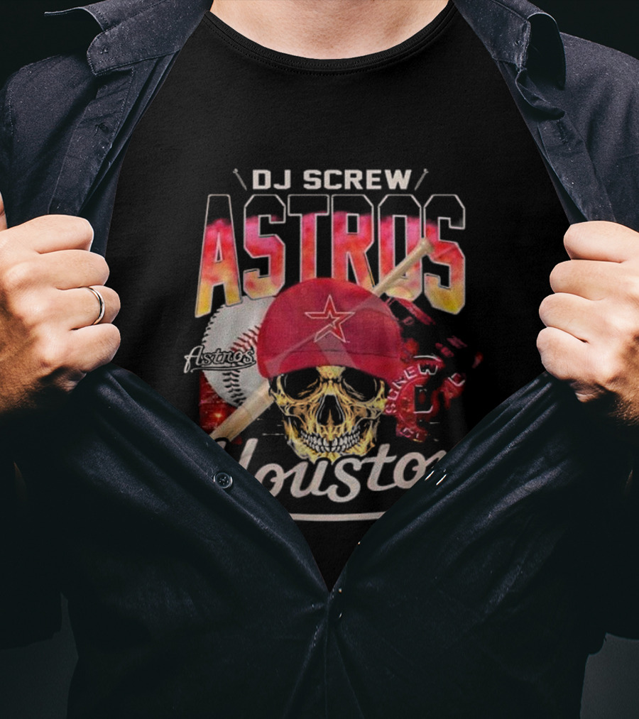 DJ Screw Astros Skull Baseball Houston T-Shirt