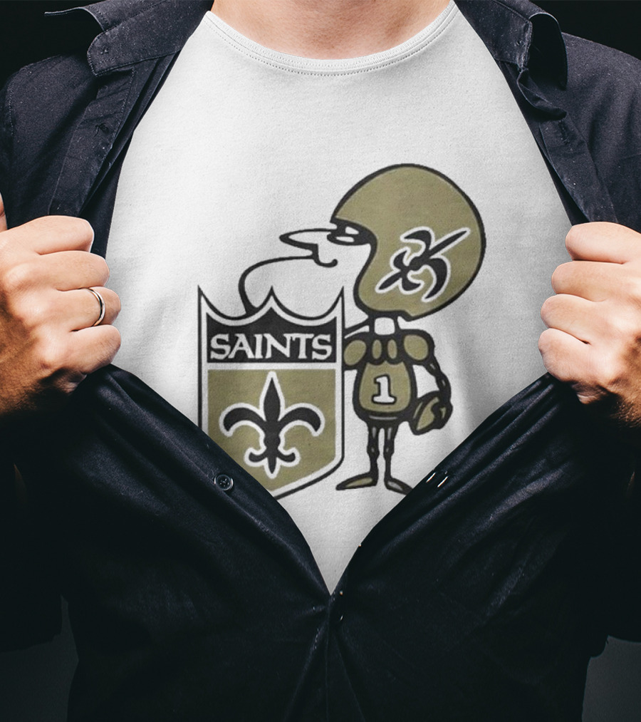New Orleans Saints Alt Logo 1967 Cartoon Character Football Crest T-Shirt