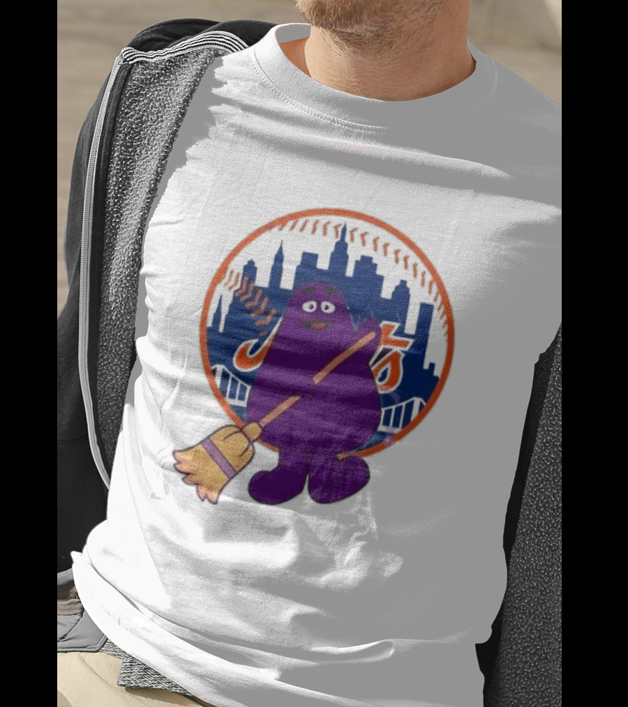 New York Mets Grimace Character Broom Sweep LFGM T-Shirt