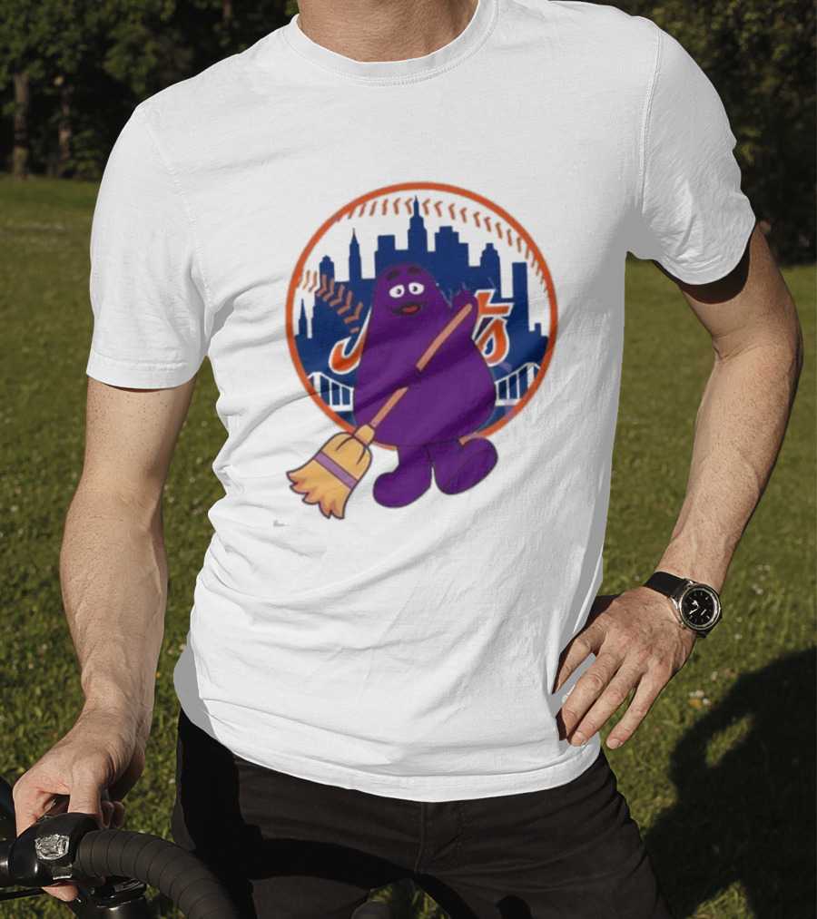 New York Mets Grimace Character Broom Sweep LFGM T-Shirt