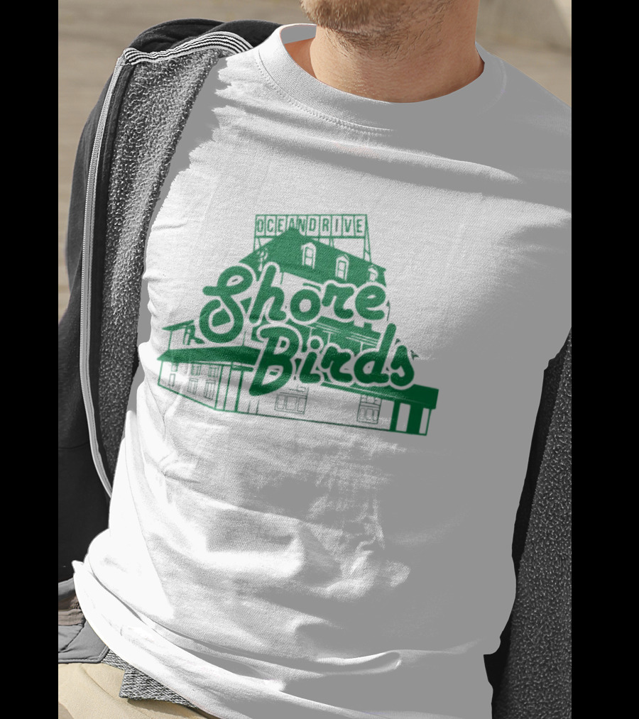 Ocean Drive Shore Birds Retro Sign Building T-Shirt