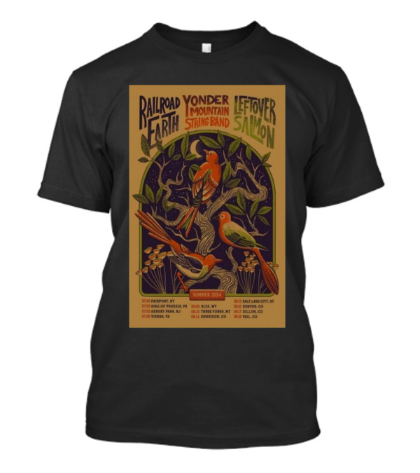 Railroad Earth Yonder Mountain String Band Leftover Salmon Summer 2024 Tour Dates Concert T-Shirt