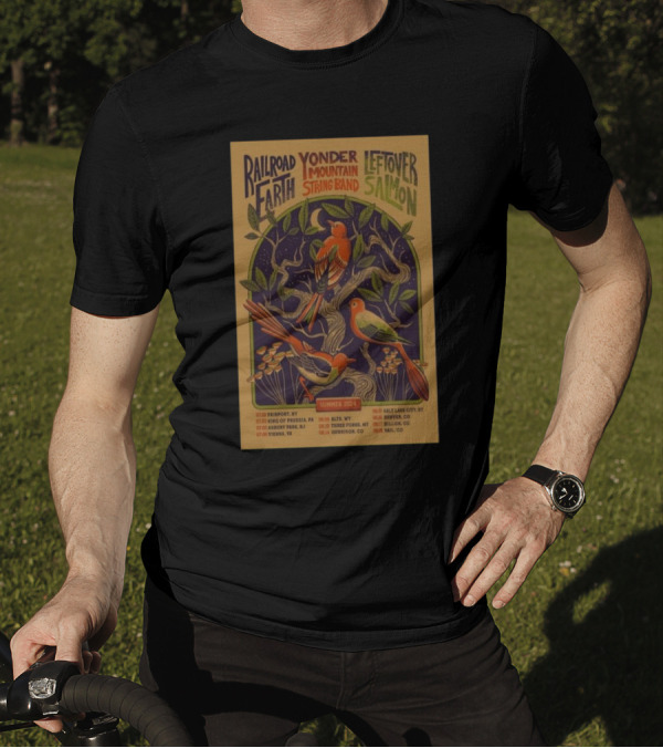 Railroad Earth Yonder Mountain String Band Leftover Salmon Summer 2024 Tour Dates Concert T-Shirt