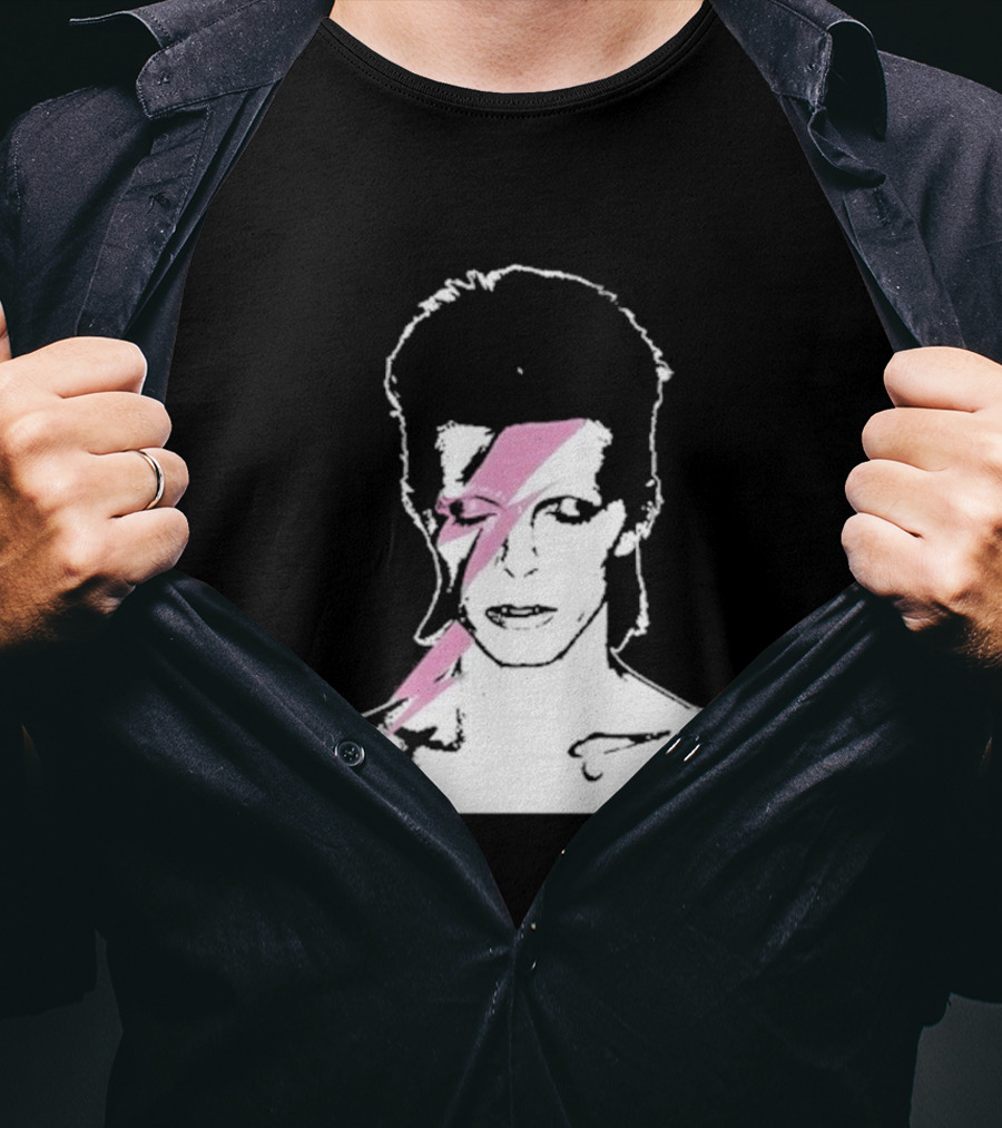 Ziggy Stardust Pink Lightning Bolt Iconic Tribute Carrie Bradshaw Connection T-Shirt