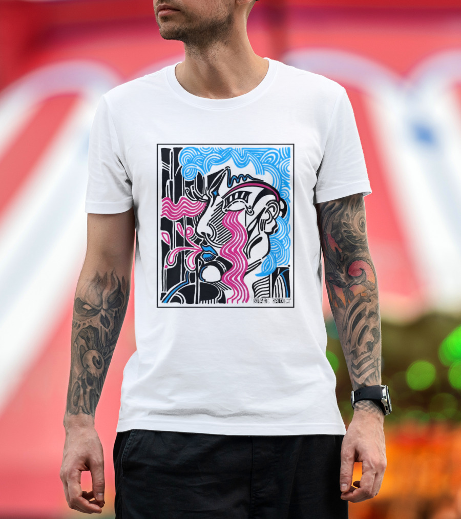 The Spirit Of Space Cadet Neon Abstract Face Art by Nathan Kapatch T-Shirt
