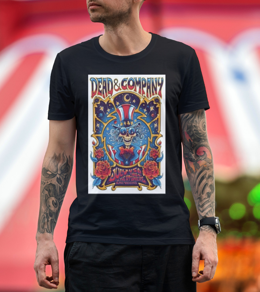 Dead And Company July 4-6 2024 Las Vegas Sphere Skull and Roses Patriotic T-Shirt