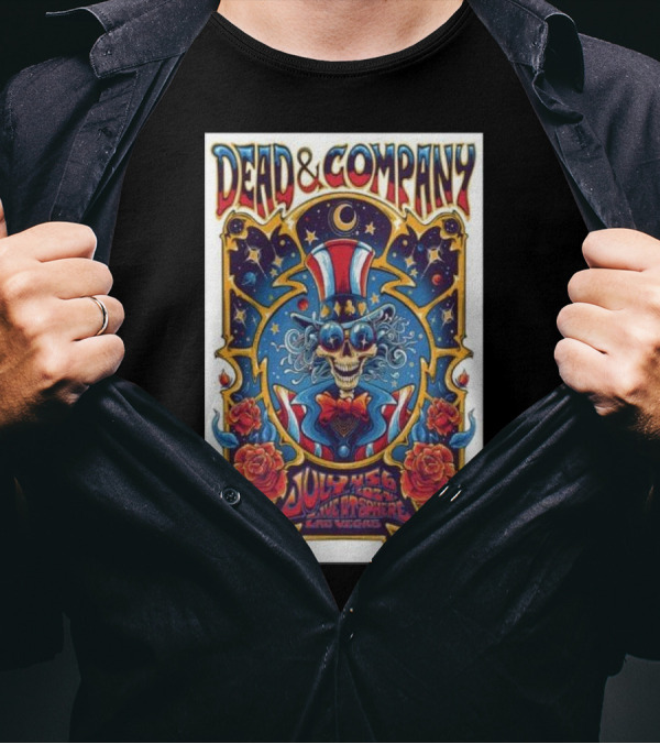 Dead And Company July 4-6 2024 Las Vegas Sphere Skull And Roses Patriotic T-Shirt