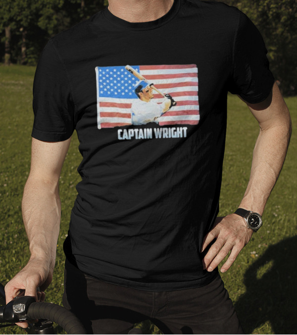 Mets David Wright Captain Wright American Flag Baseball T-Shirt