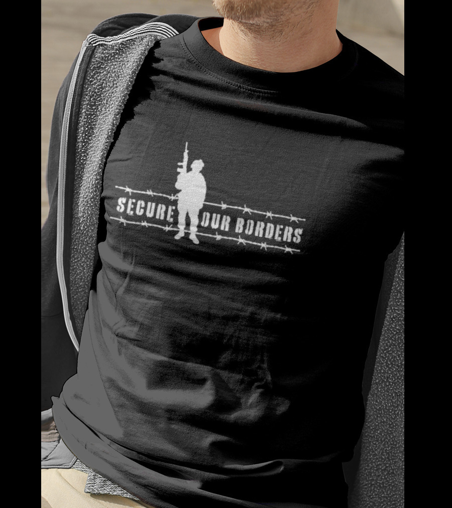 Secure Our Borders Soldier Barbed Wire T-Shirt
