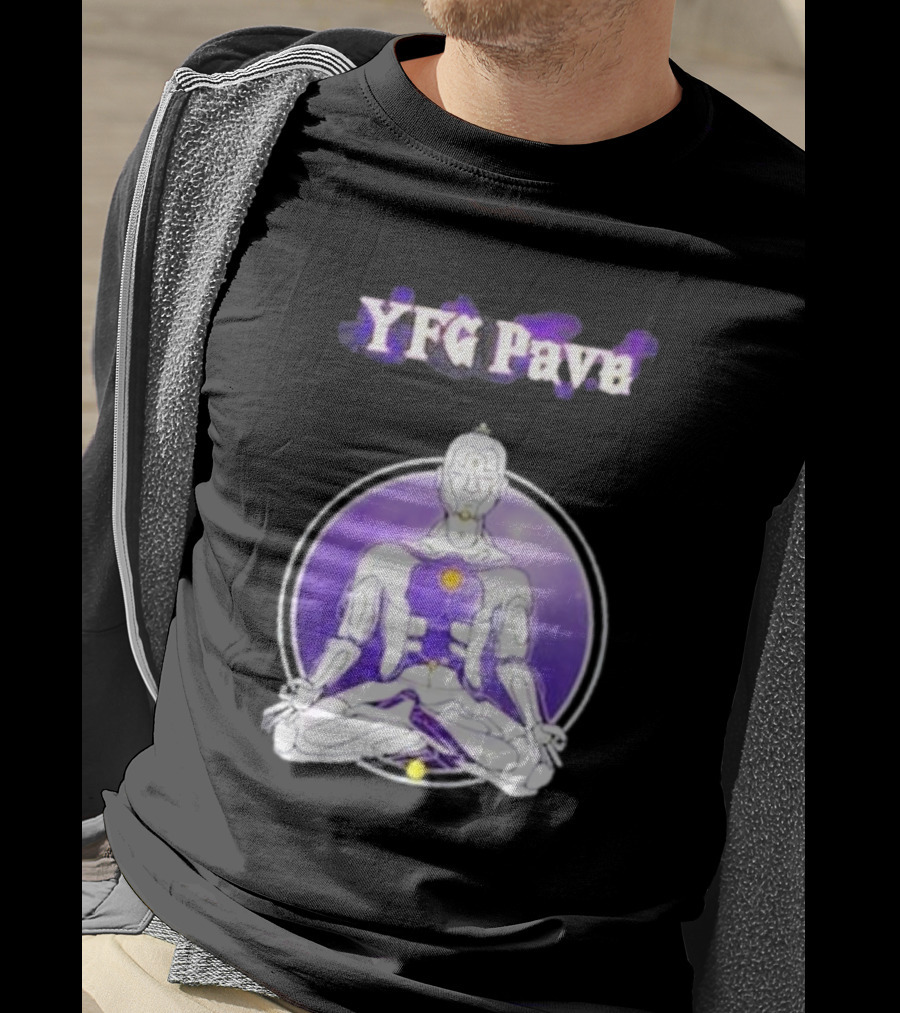 YFG Pave 444 Meditating Robotic Figure Purple Mandala T-Shirt