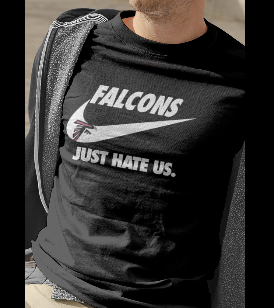 Atlanta Falcons Just Hate Us Logo Swoosh T-Shirt