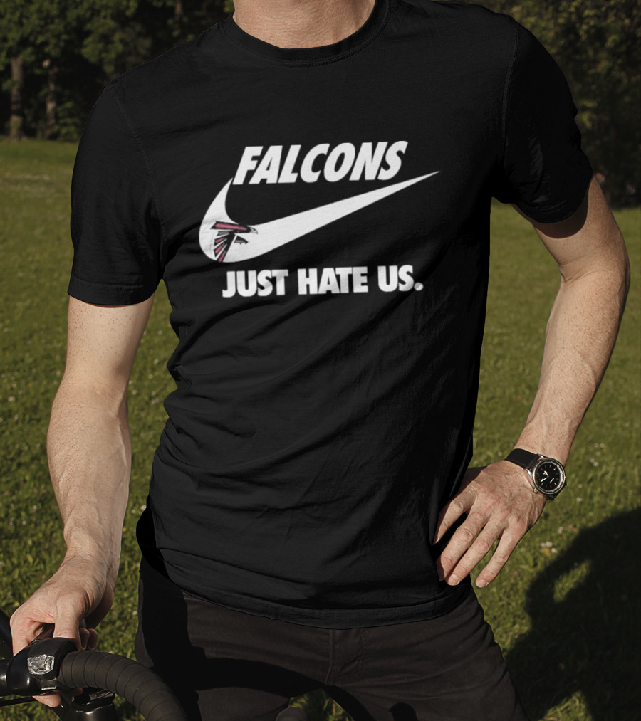 Atlanta Falcons Just Hate Us Logo Swoosh T-Shirt