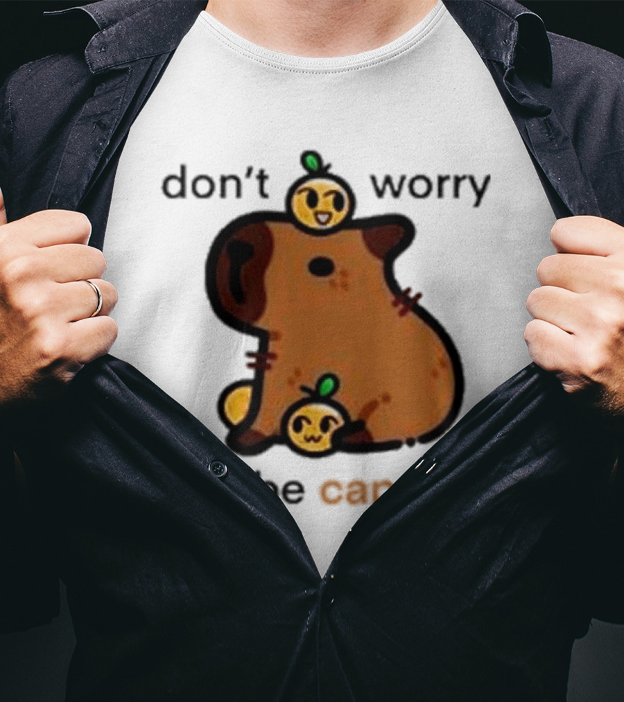 Eveoart Don’t Worry Be Capy Cute Capybara With Fruit Companions T-Shirt