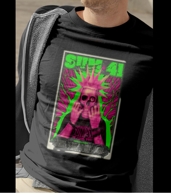 SUM 41 The Final Tour Setting Sum North America 2024 Neon Skull Punk T-Shirt