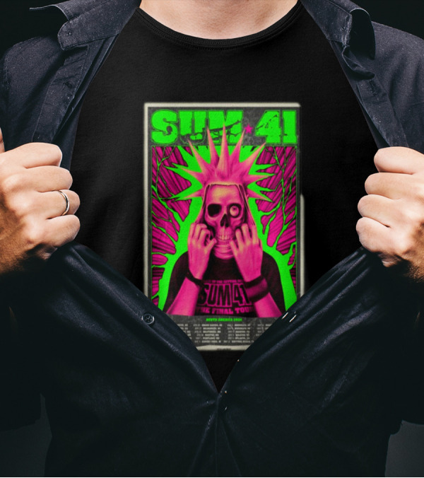 SUM 41 The Final Tour Setting Sum North America 2024 Neon Skull Punk T-Shirt