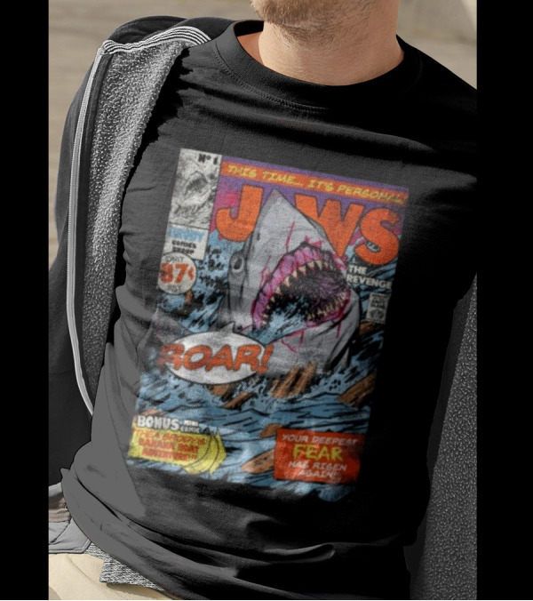 Fright-Rags Jaws The Revenge Comic Cover Shark Roar Adventure T-Shirt