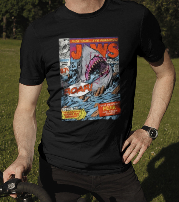 Fright-Rags Jaws The Revenge Comic Cover Shark Roar Adventure T-Shirt