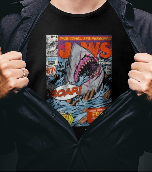Fright-Rags Jaws The Revenge Comic Cover Shark Roar Adventure T-Shirt
