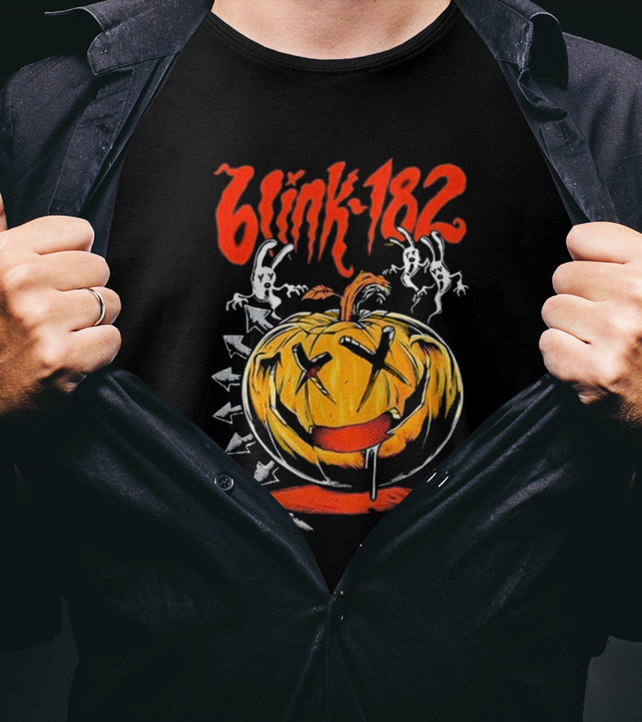 Blink-182 Halloween Pumpkin With Ghosts And Arrows T-Shirt