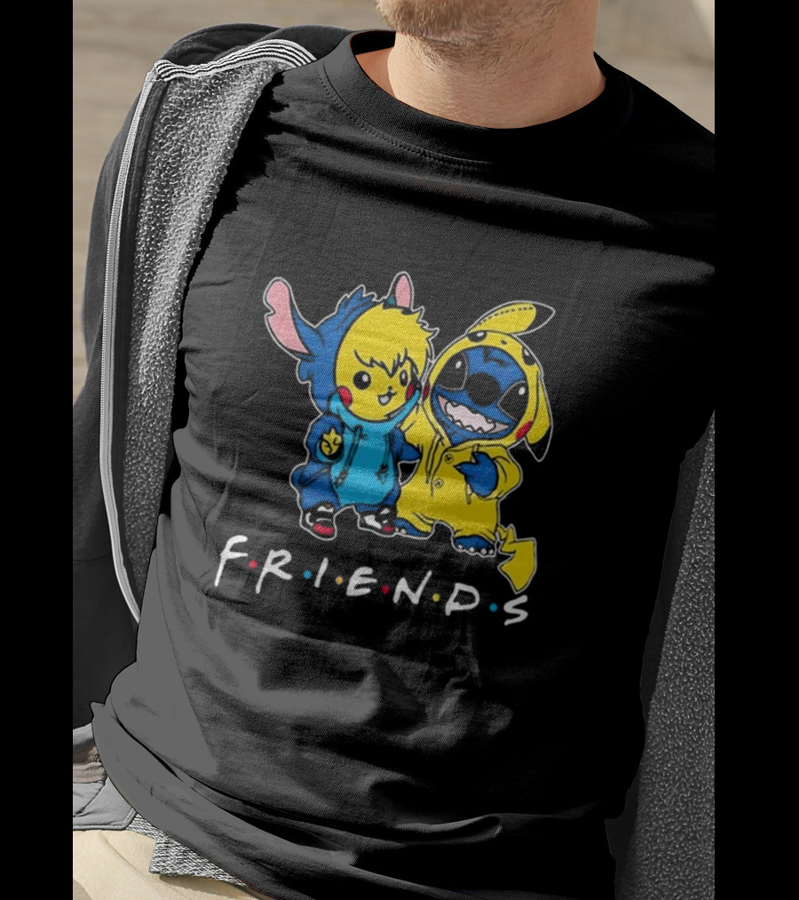 Friends Stitch And Pokemon Pikachu Friends For Life Disney T-Shirt