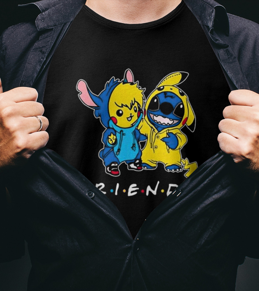 Friends Stitch And Pokemon Pikachu Friends For Life Disney T-Shirt