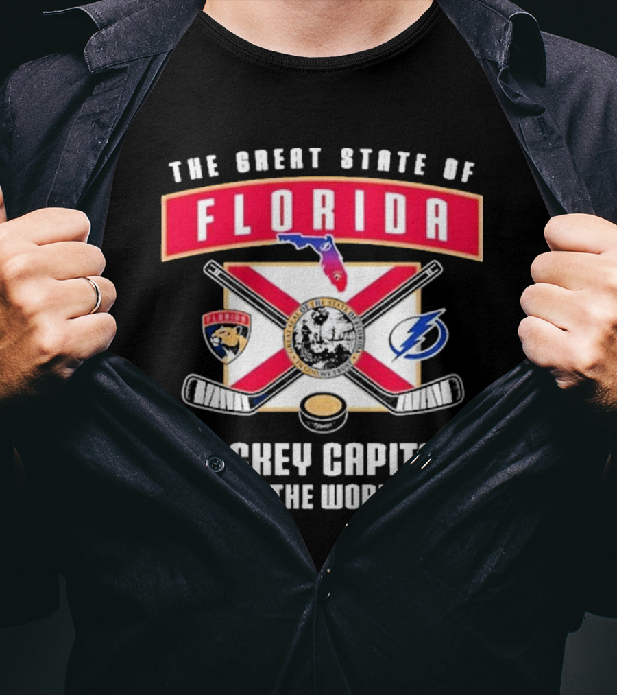 The Great State Of Florida Hockey Capital Of The World Tampa Bay Lightning Florida Panthers T-Shirt