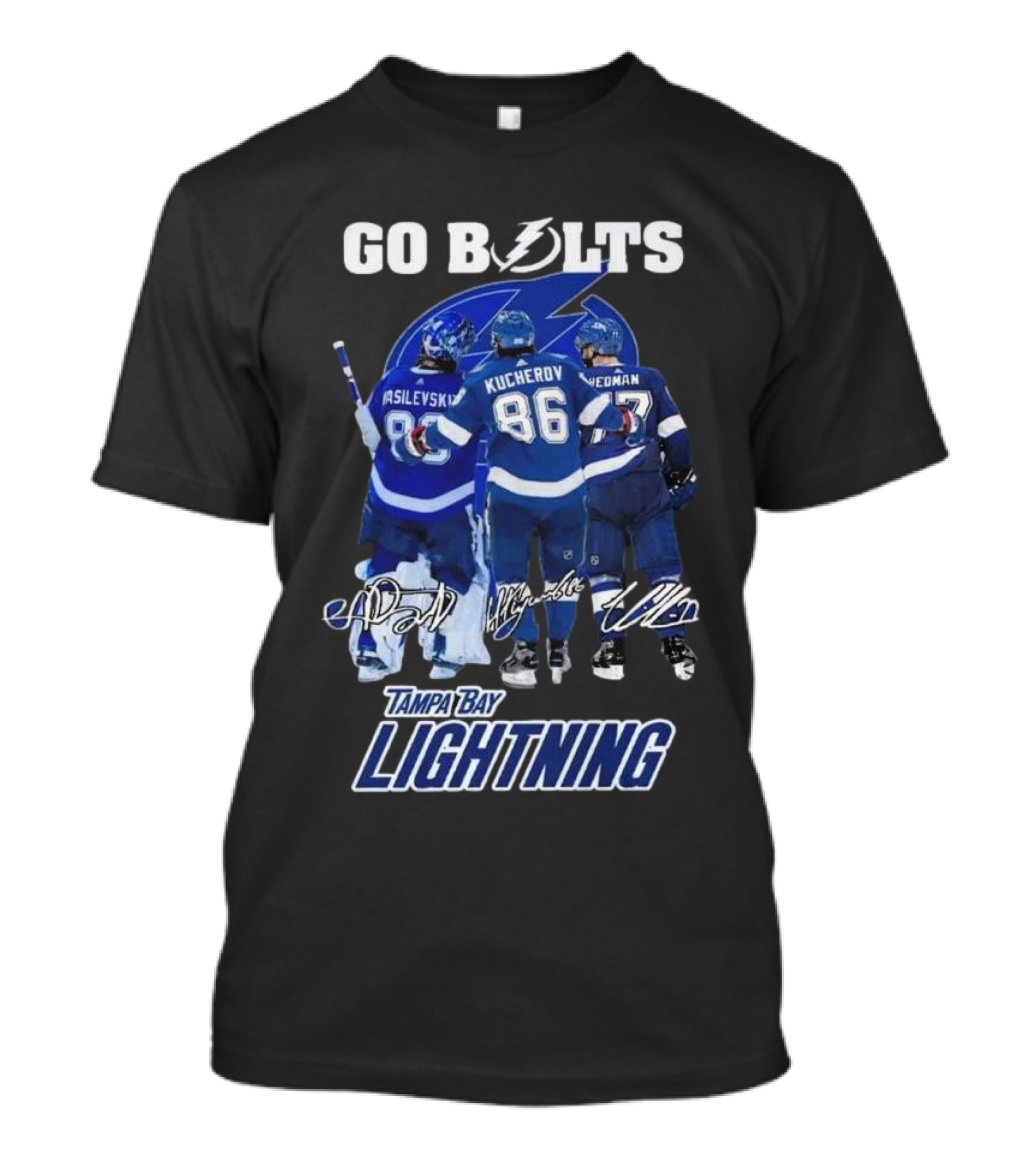 Tampa Bay Lightning Go Bolts Asilevskiy Kucherov Hedman Signatures T-Shirt