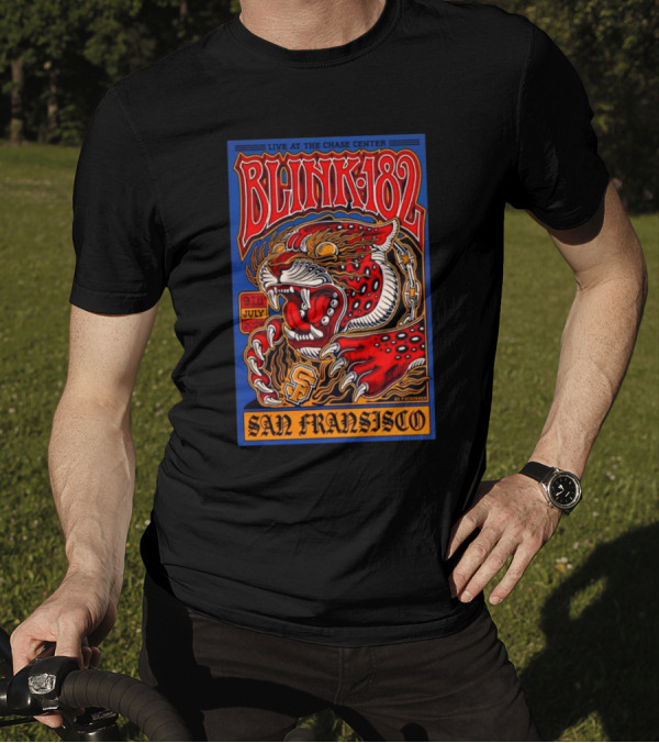 Blink 182 Live At The Chase Center San Francisco 9th July 2024 Tiger T-Shirt