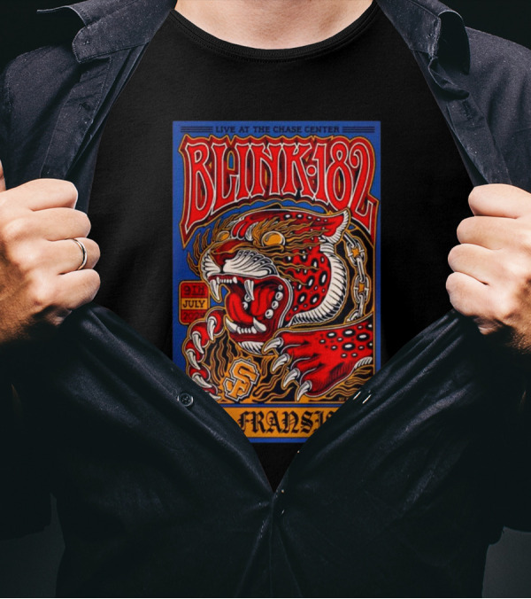 Blink 182 Live At The Chase Center San Francisco 9th July 2024 Tiger T-Shirt